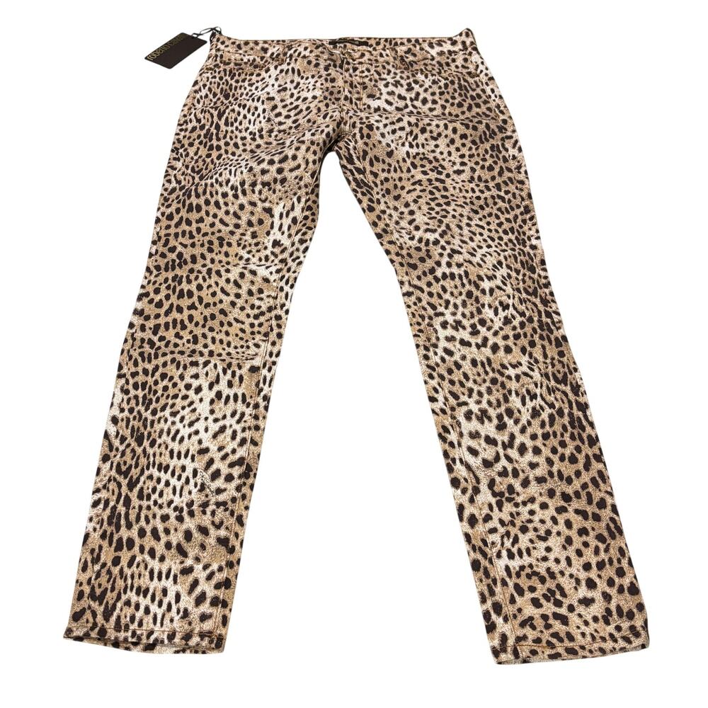 16-5 ROBERTO CAVALLI Leopard Skinny Fit Jeans Size IT46/US10